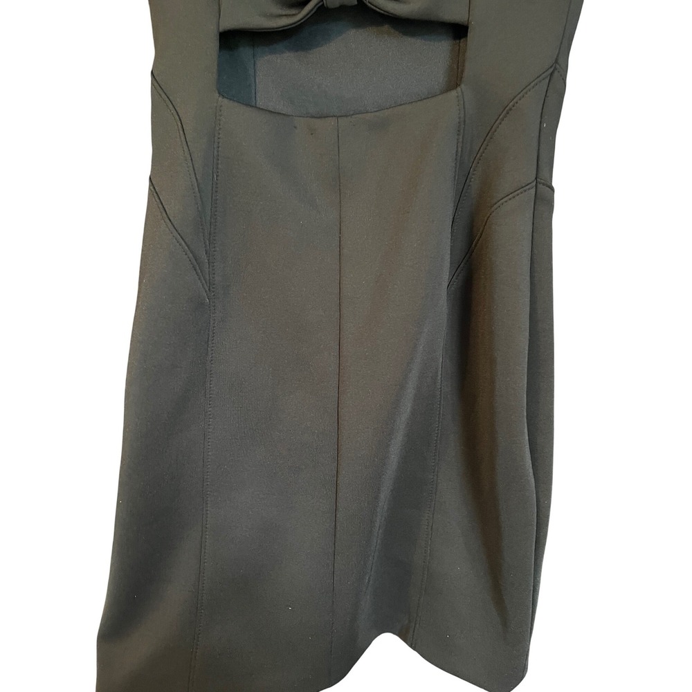 Guess‎ Black Bow Back Cutout Mini Dress Size 4 Bodycon LBD Scuba Sleeveless - Picture 12 of 15